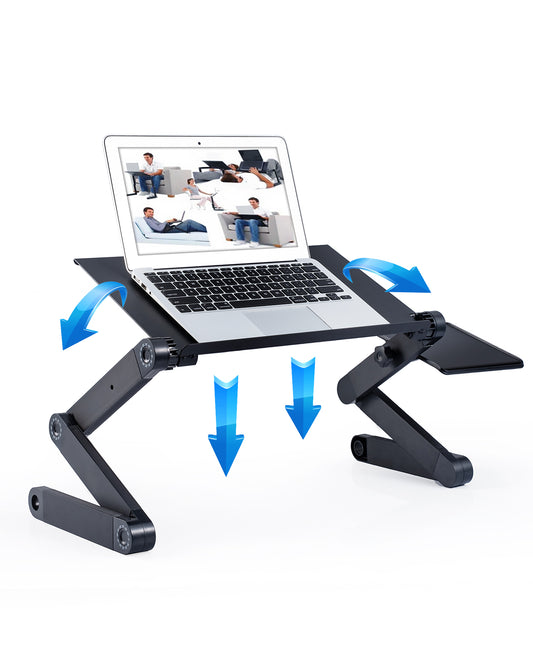 Adjustable Laptop Stand, Laptop Desk with 2 Cooling USB Fans with Mouse Pad, Foldable Cook Book Stand Notebook Holder Sofa